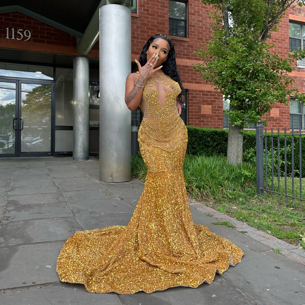 Custom Gold Prom Dress